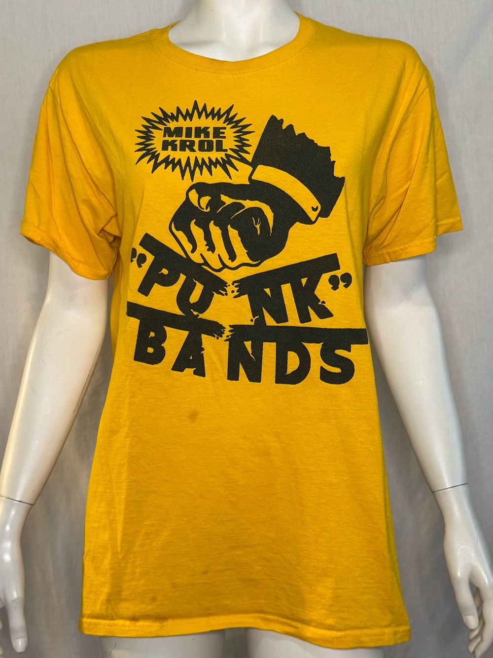 Mike Krol Punk bands yellow short sleeves shirt size medium